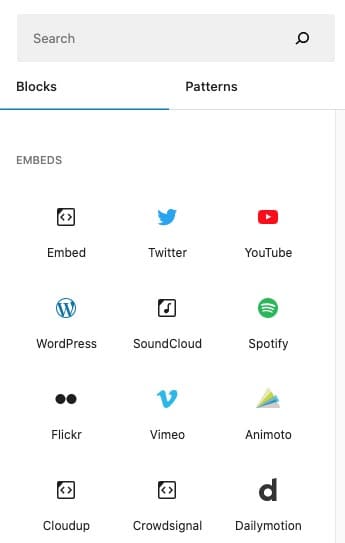 WP Gutenberg Embed Blocks