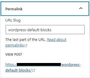 Permalink WordPress Gutenberg Editor