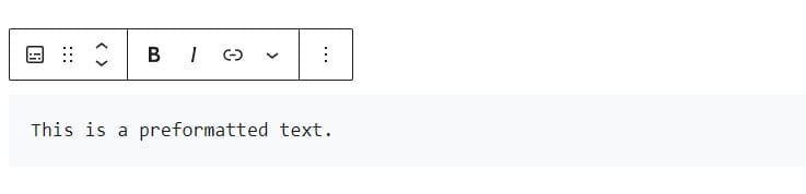 WP Gutenberg Preformatted Block