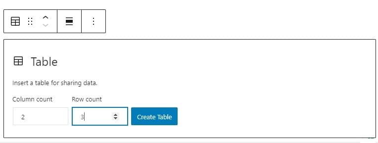 WP Gutenberg Table block