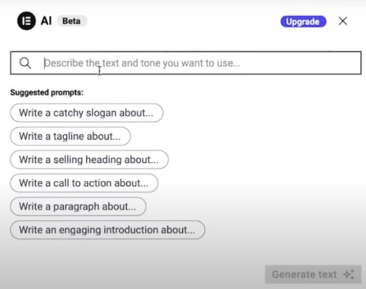 Elementor AI - Generate Text