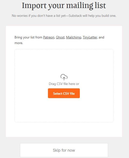 Substack Import Mailing List