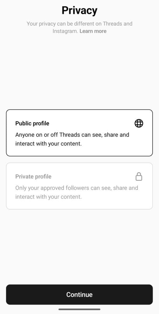 Threads app Privacy